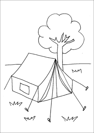 Camping tent coloring page