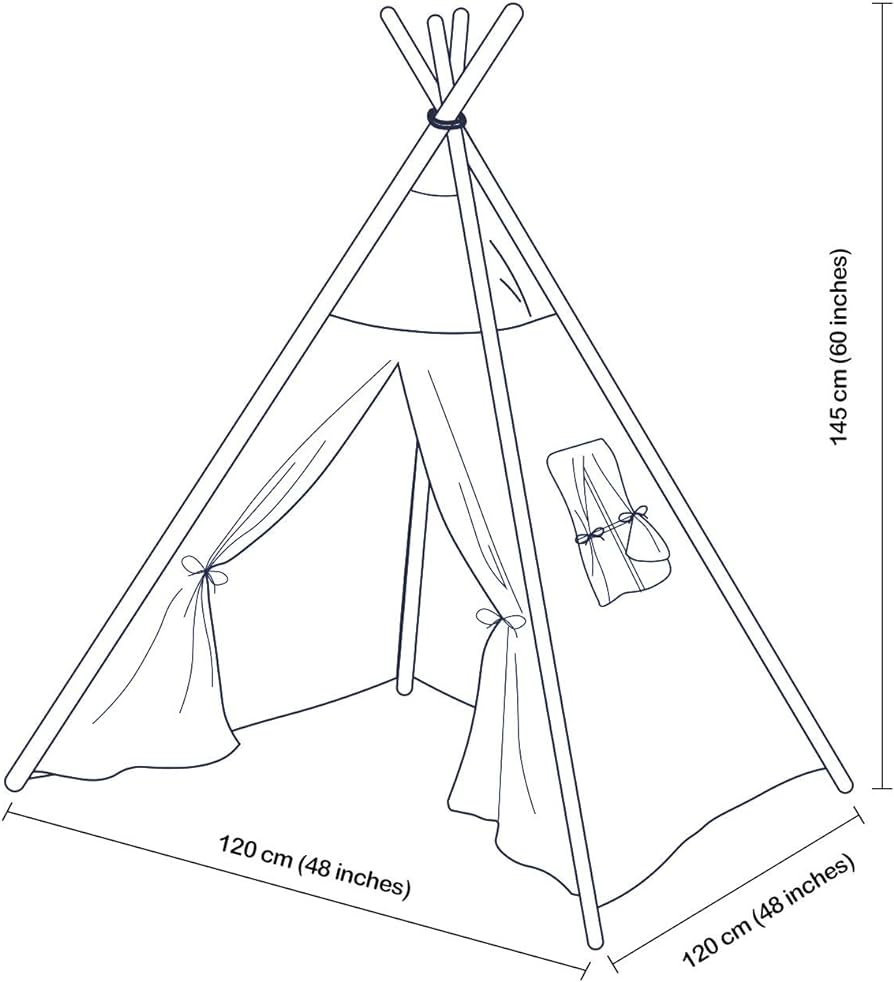 Teepee tent for kids teepee play tent with mat for boys indoor outdoor playhouse tent indian canvas tipi tent wigwam children navy chevron toys games