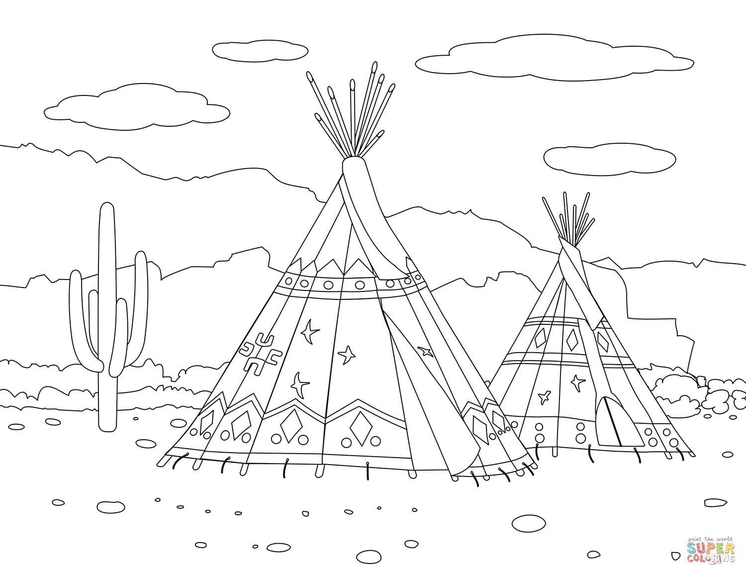 Teepee coloring page free printable coloring pages