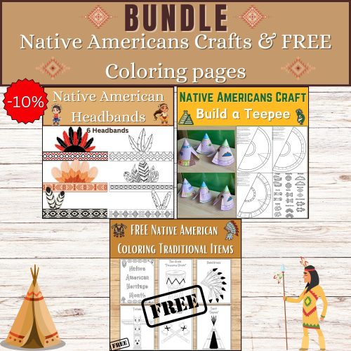 Bundle native americans headbandcrownfeather build a d teepeetipi crafts free native coloring made by teachers