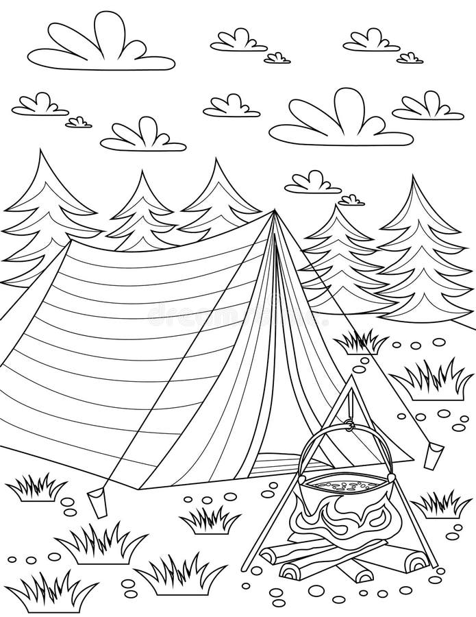 Coloring page tent stock illustrations â coloring page tent stock illustrations vectors clipart