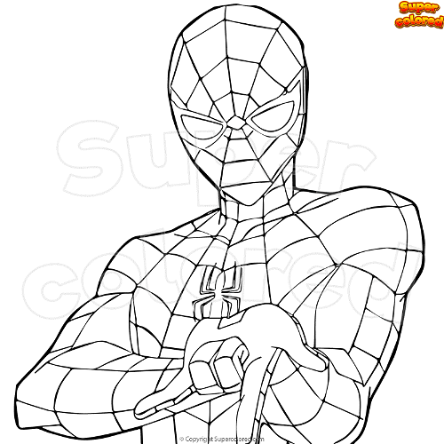 Dibujo para colorear spiderman lanzando la telaraãa