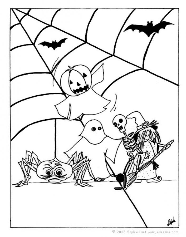 Halloween friends coloring pages