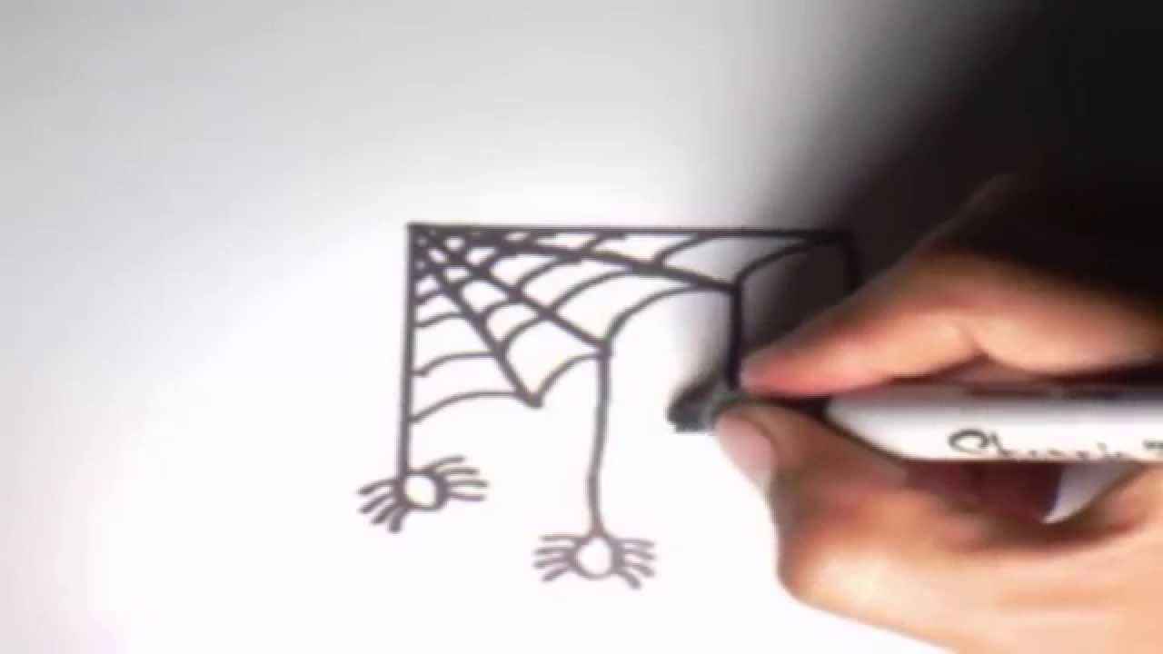 O dibujar una telaraãa halloween l how to draw a spider web halloween