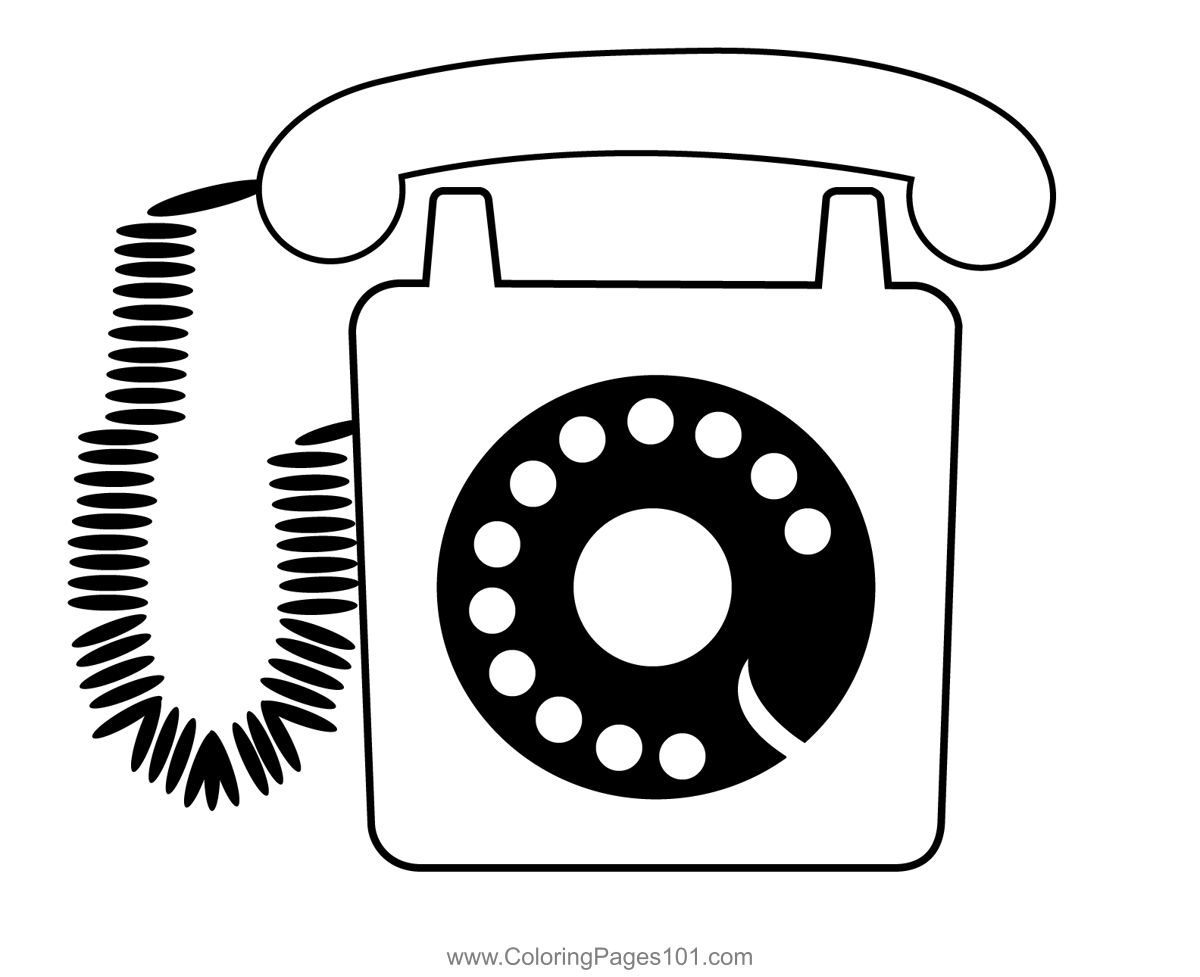 Classic telephone coloring page for kids