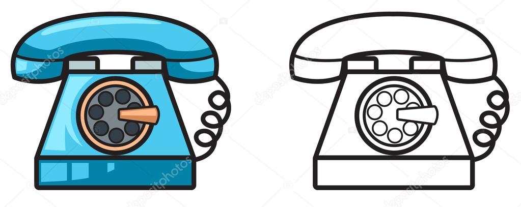 Colorful and black and white telephone for coloring book stock vector by jehsomwang