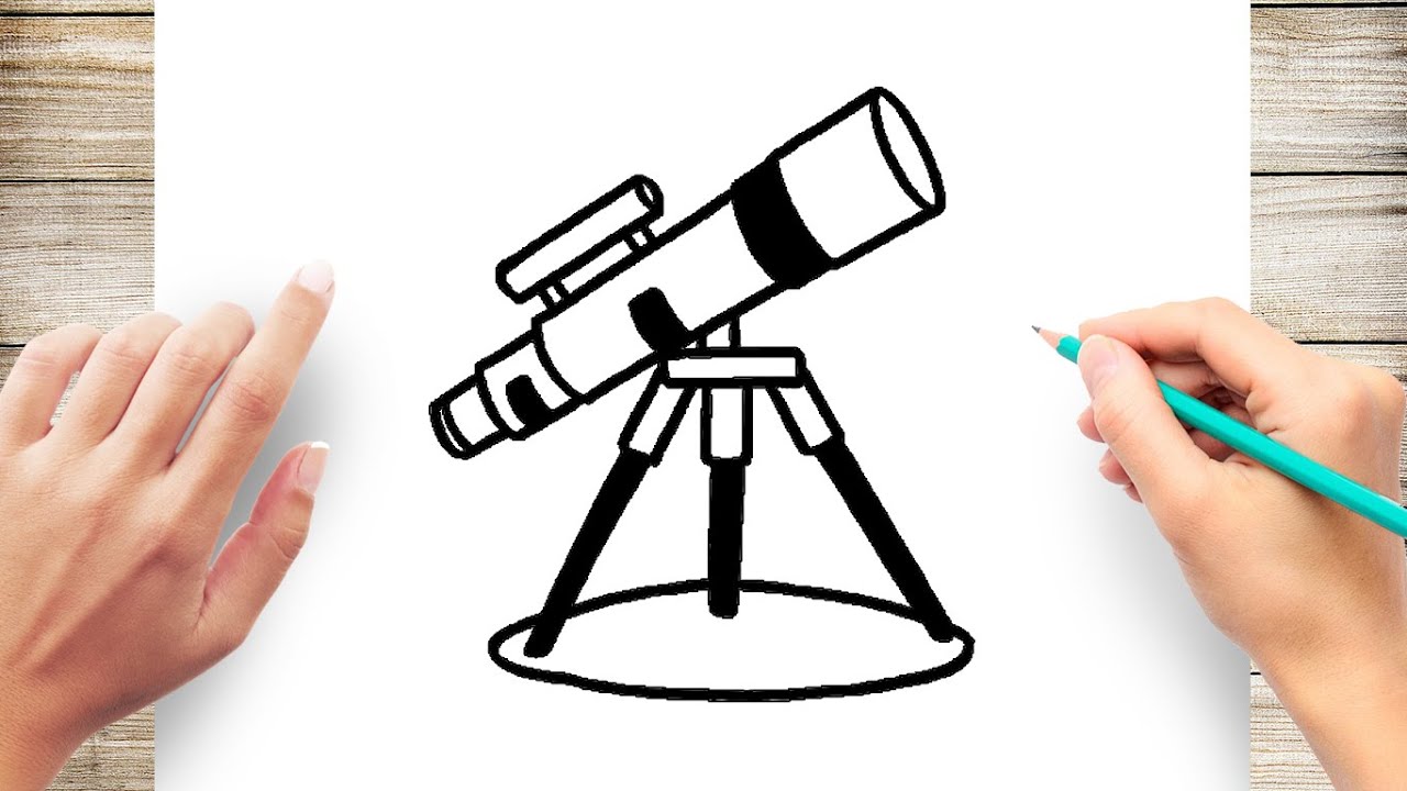 How to draw telescope step by step