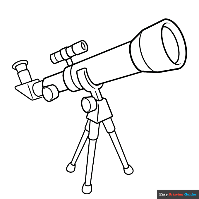 Telescope coloring page easy drawing guides