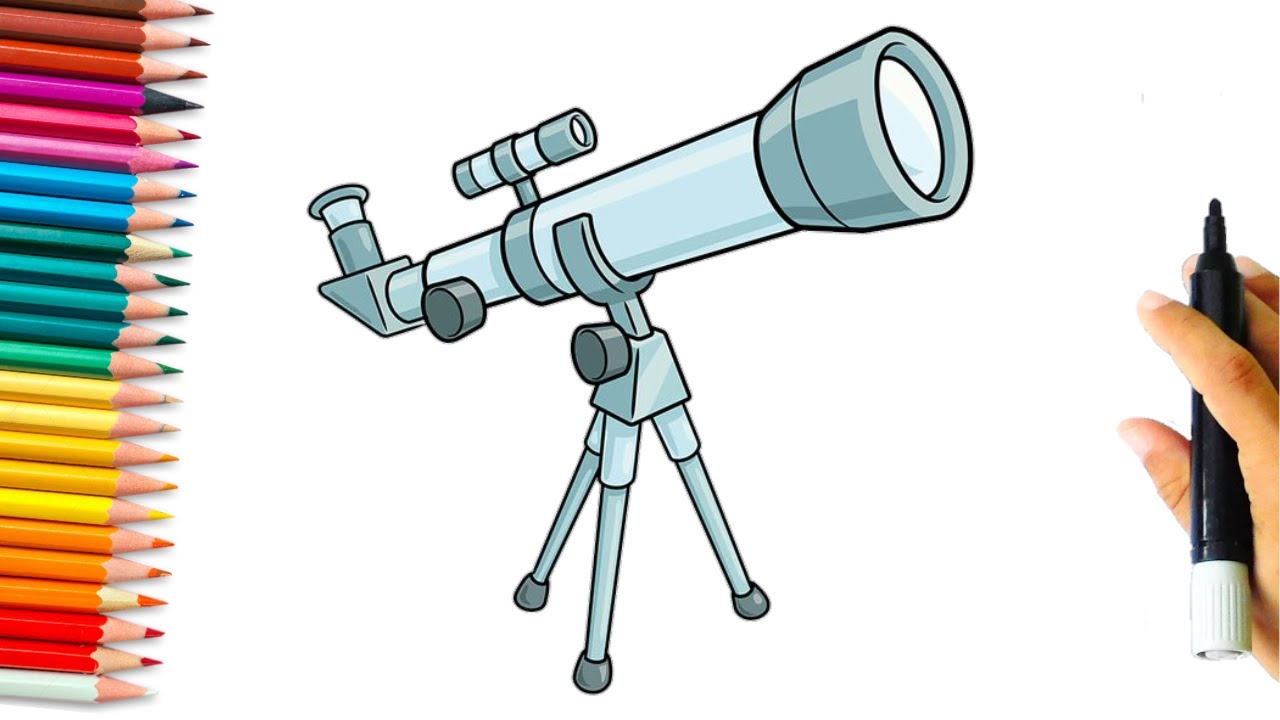 How to draw a telescope d telescope drawing step by step