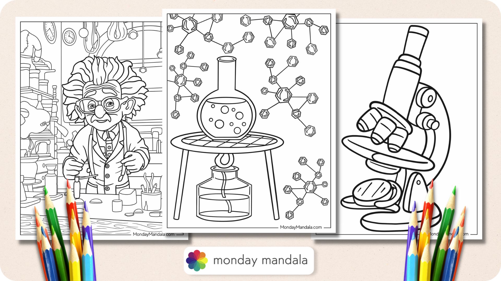 Science coloring pages free pdf printables