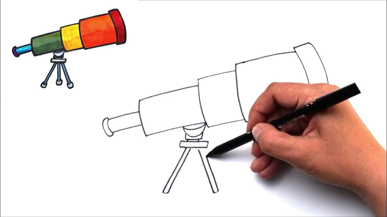 Telescope drawing and coloring how to draw a telescope âï painting step by step with agi âï easy