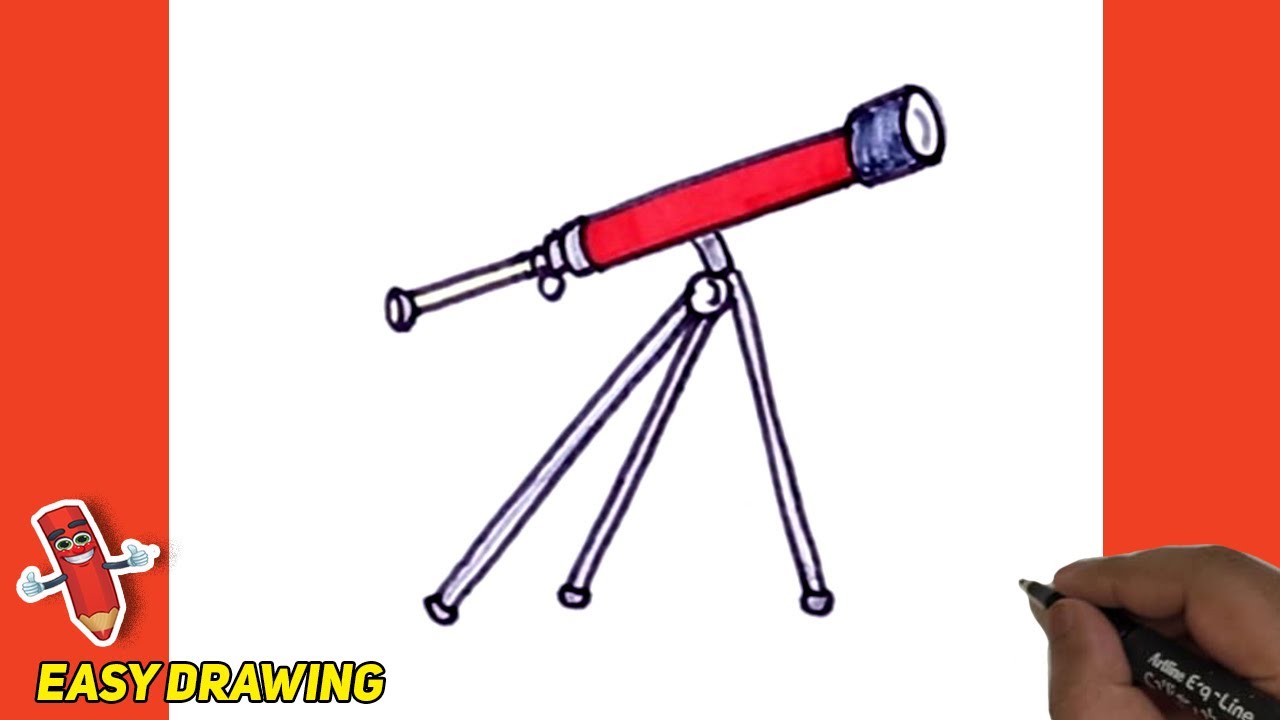 How to draw and color a telescope step by step telescope easy color illustration a telescope