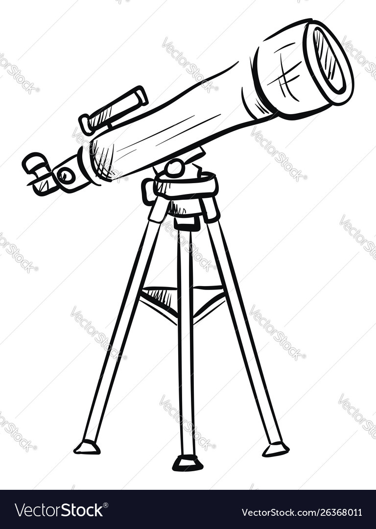Drawing a telescope on white background royalty free vector