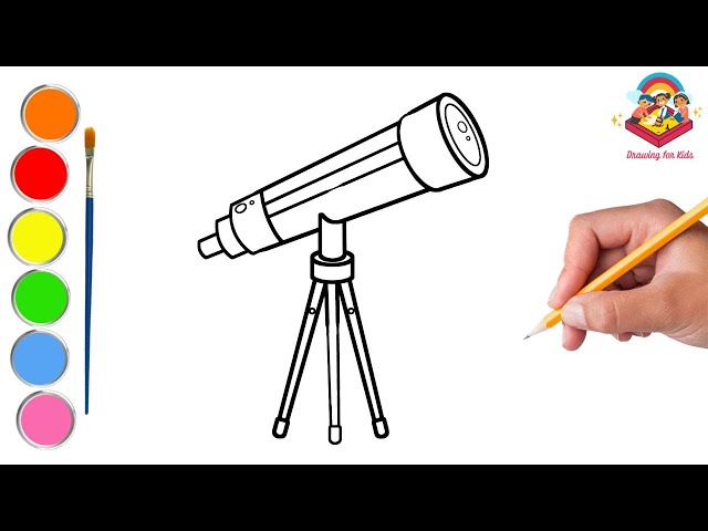 How to draw telescope drawing coloring for kids easy step by step