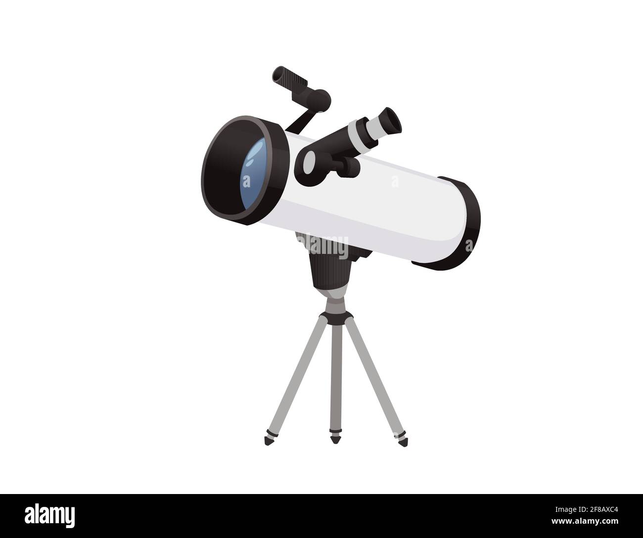 Professional optical device black and white classic reflector telescope on tripod vector illustration isolated on white background stock vector image art