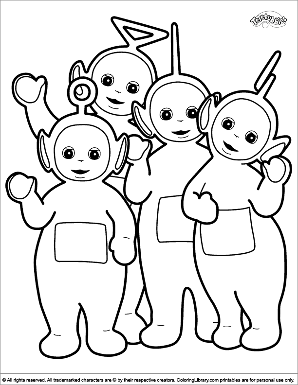 Cute teletubbies coloring page with all four teletubbies can you color theâ pagine da colorare disney pagine di libro da colorare fogli da colorare per bambini