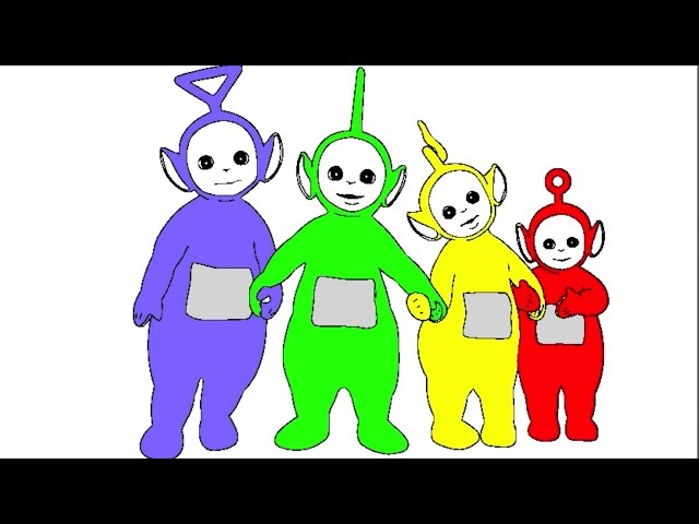 Learn colours for children with teletubbies colouring pages