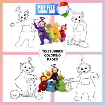 Teletubbies coloring pages pdf printables by zardiniacolor tpt