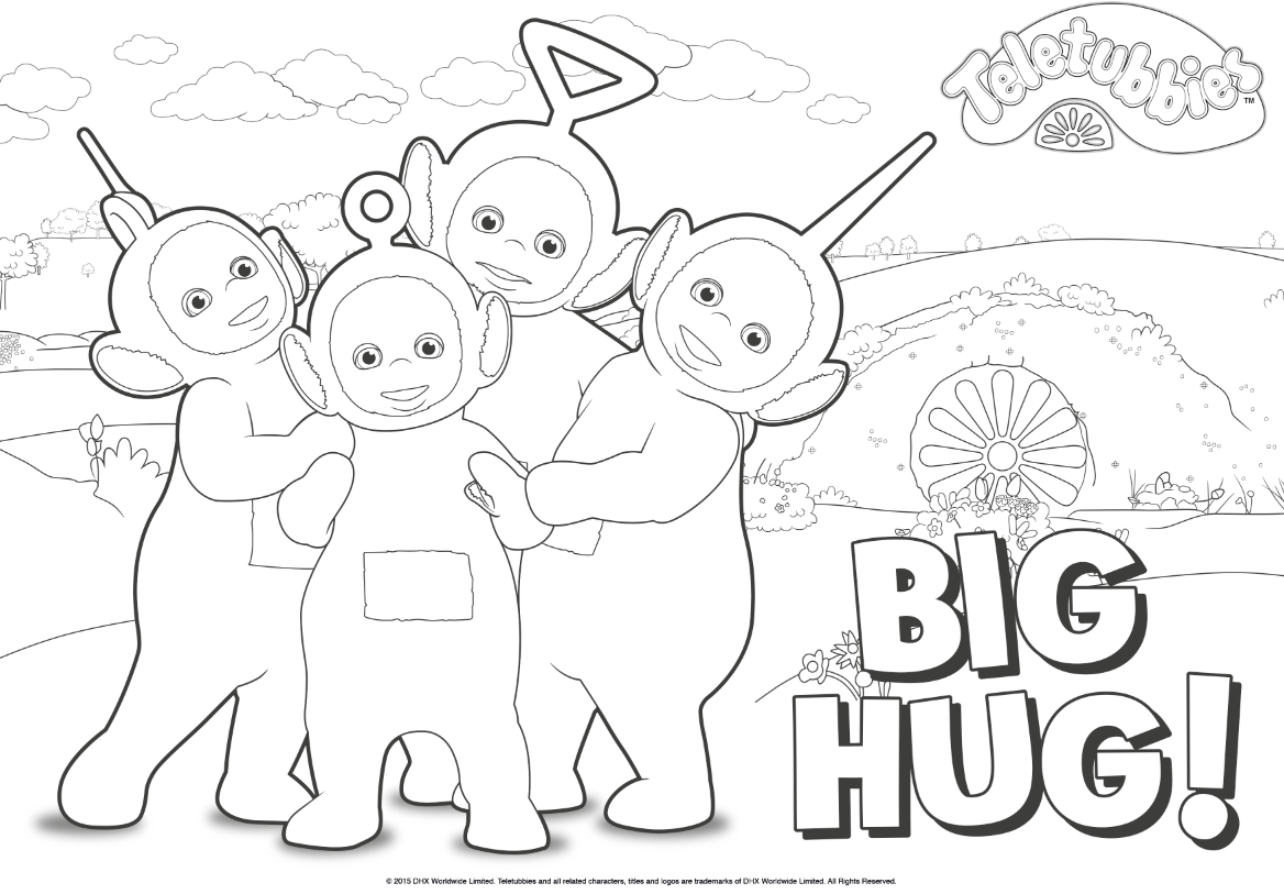 Teletubbies on x colouring pencils at the ready this teletubbies colour in sheet es with big hugs httpstcocyjgxrncq x