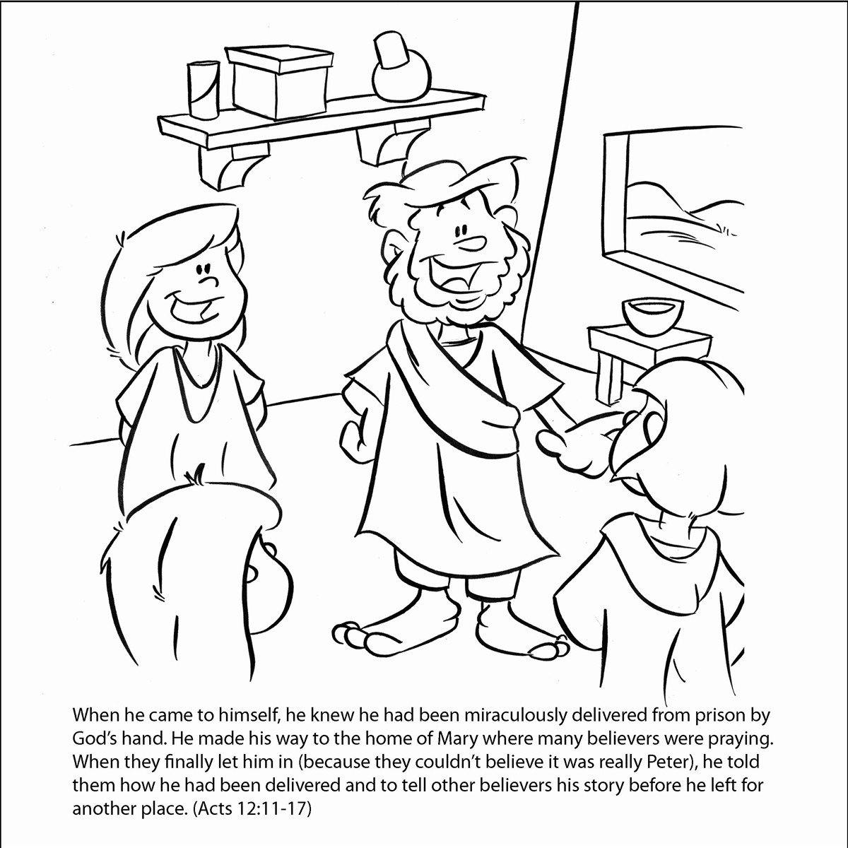 God frees peter from jail bible story coloring card by memory cross â