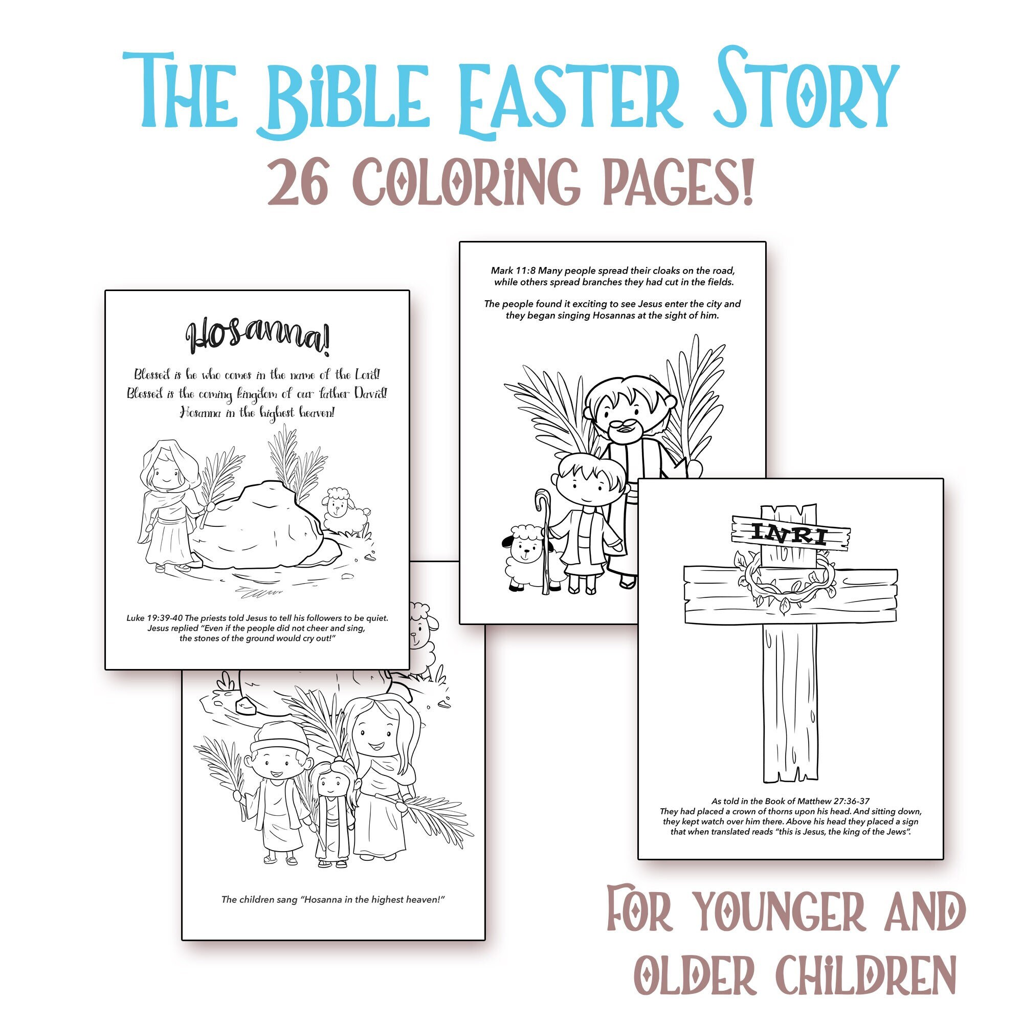 Easter story coloring pages palm sunday and easter scripture activity holy week pages kids all ages home or sunday school activity