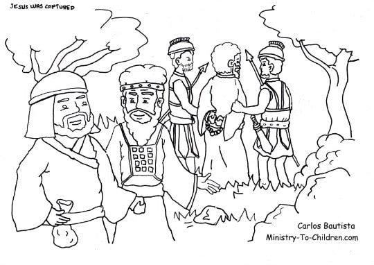 Judas betrays jesus coloring page