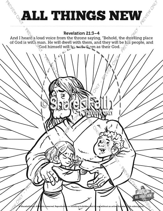 Revelation all things new sunday school coloring pages â