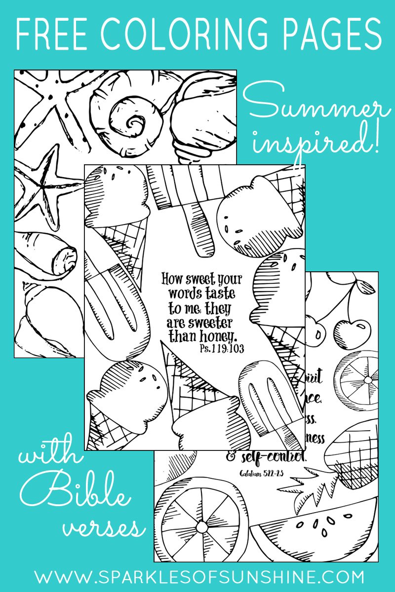 Summer inspired free coloring pages with bible verses