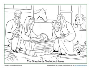 The shepherds told about jesus coloring page on sunday school zone