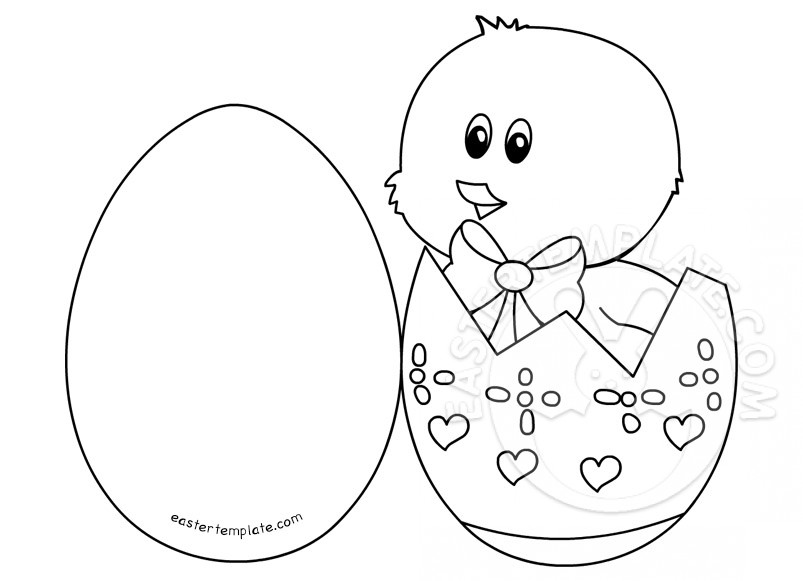 Chick in egg card coloring page