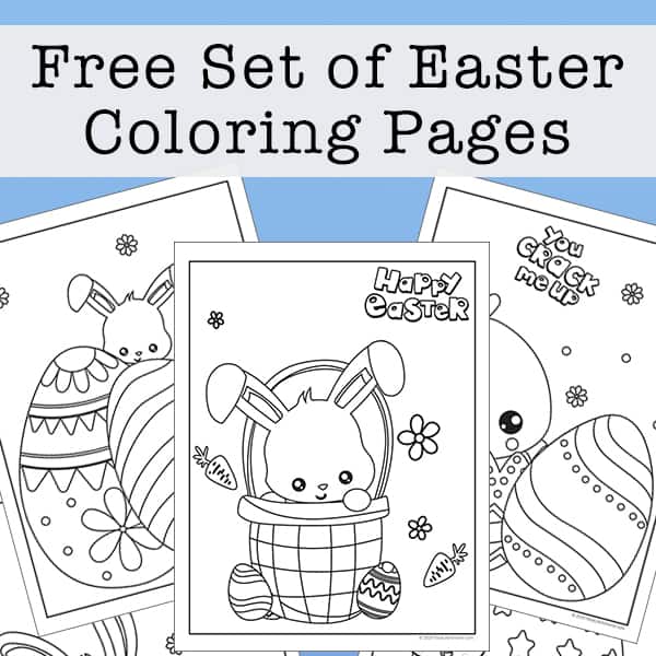 Free easter coloring pages printable set with bunnies chicks and eggs