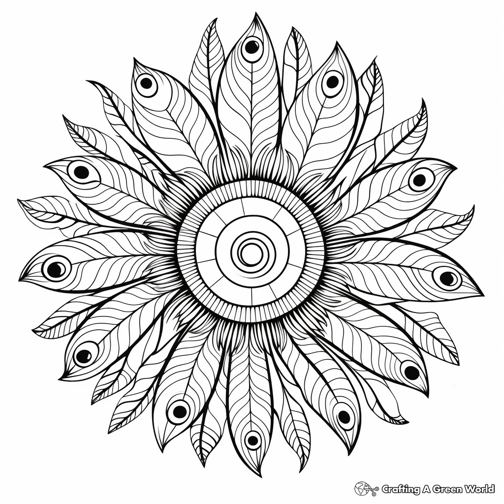 Peacock feather coloring pages