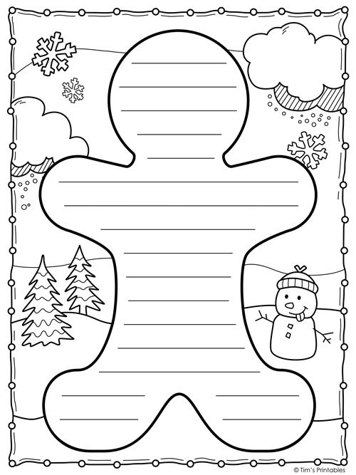 Gingerbread man writing paper templates â tims printables