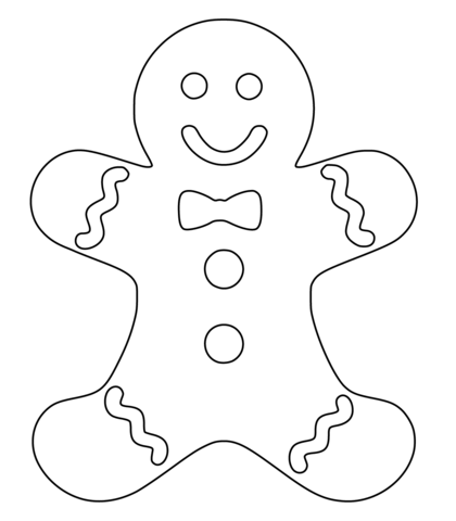 Christmas gingerbread man coloring page free printable coloring pages