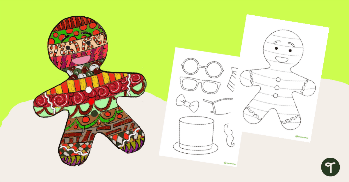 Funky gingerbread man template teach starter