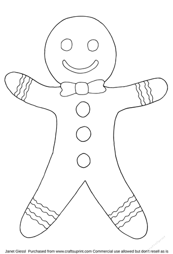 Gingerbread man coloring pagedigi stamp