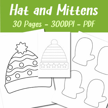 Hat and mittens template bundle printable set pages for creative projects