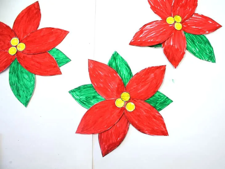 Easy printable poinsettia craft for kids template to make