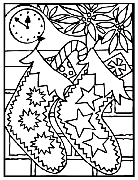 Christmas stockings coloring page for kids