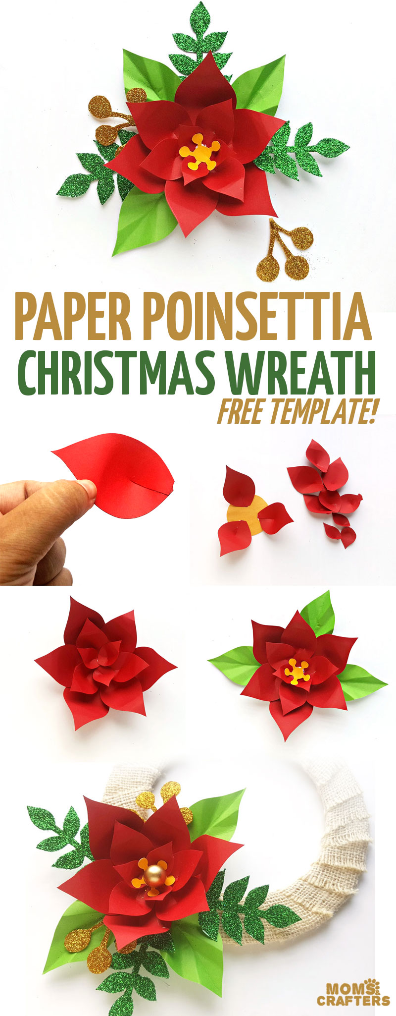 Paper poinsettia template turn it into a diy christmas wreath