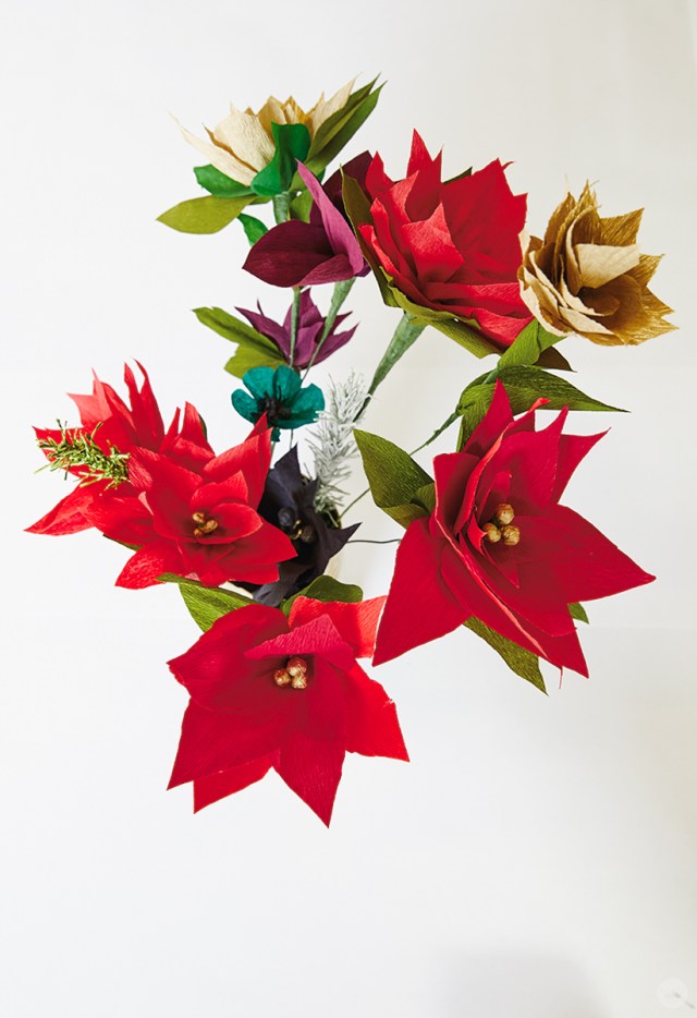 Make diy paper poinsettia gifts and wreaths and more