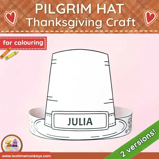 Printable pilgrim hat for colouring