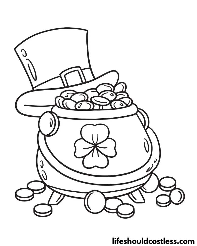 Pot of gold coloring pages free printable pdf templates