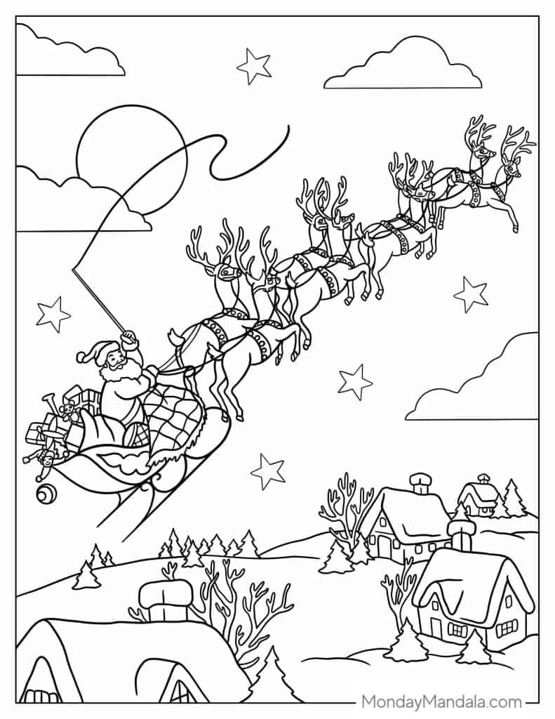 Santa coloring pages free pdf printables