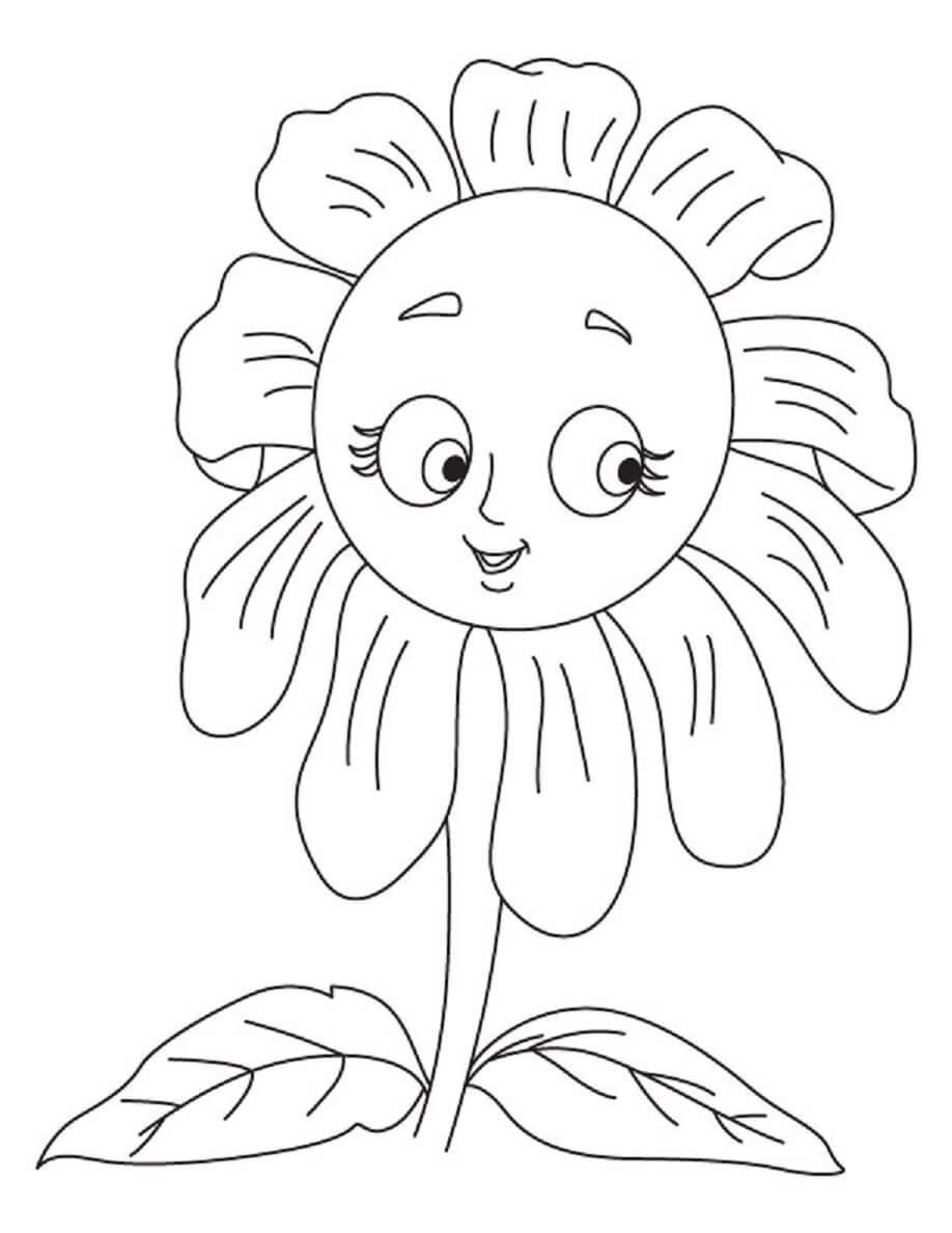 Fun cartoon sunflower coloring page