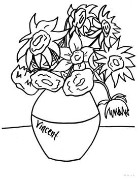 Van gogh sunflowers coloring page by creativity in connecticut tpt