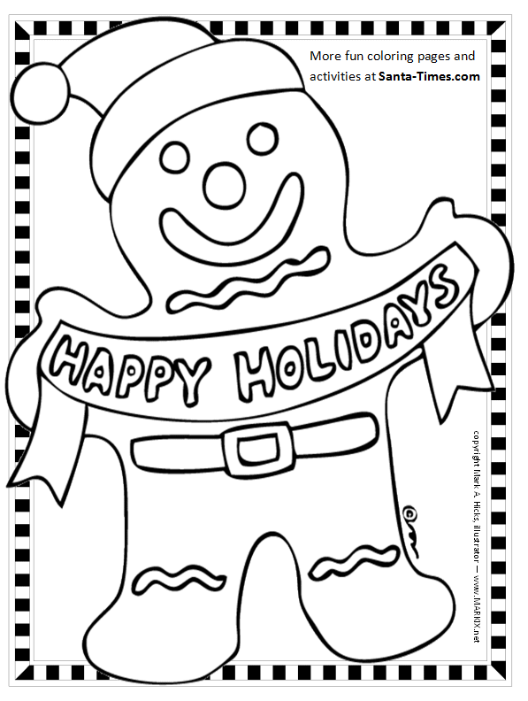 Gingerbread man printable coloring page