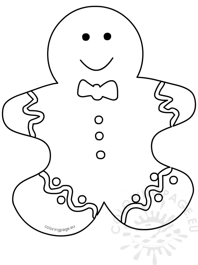 Gingerbread man cutout template coloring page