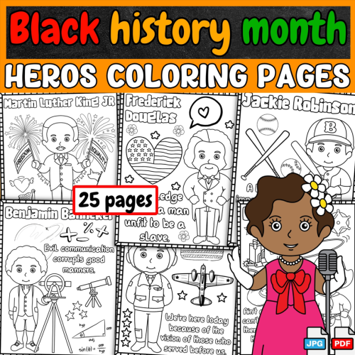 Black history month coloring pages black heroes quotes coloring sheets k