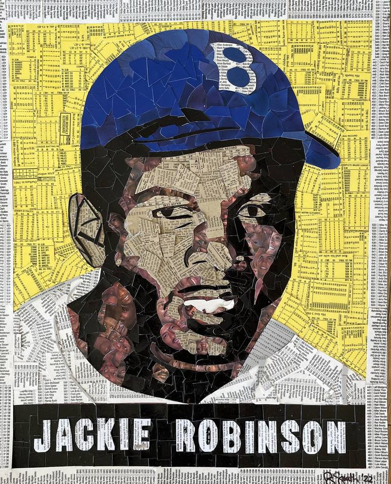 Leaf jackie robinson mosaic made from baseball cards collage by ryan smith saatchi art